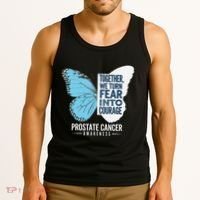 Prostate Awareness Light Blue Ribbon Fear Into Courage Tank Top thumb 3