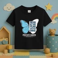 Prostate Awareness Light Blue Ribbon Fear Into Courage Toddler T-Shirt thumb 3
