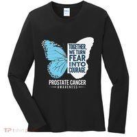 Prostate Awareness Light Blue Ribbon Fear Into Courage Women's Long Sleeve Shirt thumb 0