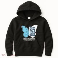 Prostate Awareness Light Blue Ribbon Fear Into Courage Kids Hoodie thumb 0