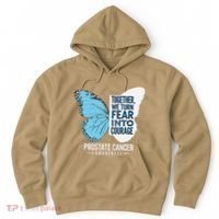 Prostate Awareness Light Blue Ribbon Fear Into Courage Hoodie thumb 0