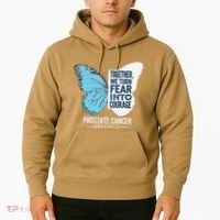 Prostate Awareness Light Blue Ribbon Fear Into Courage Hoodie thumb 2