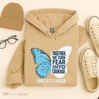 Prostate Awareness Light Blue Ribbon Fear Into Courage Hoodie thumb 4