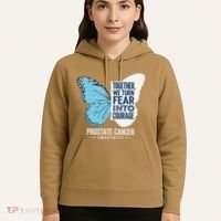 Prostate Awareness Light Blue Ribbon Fear Into Courage Hoodie thumb 5