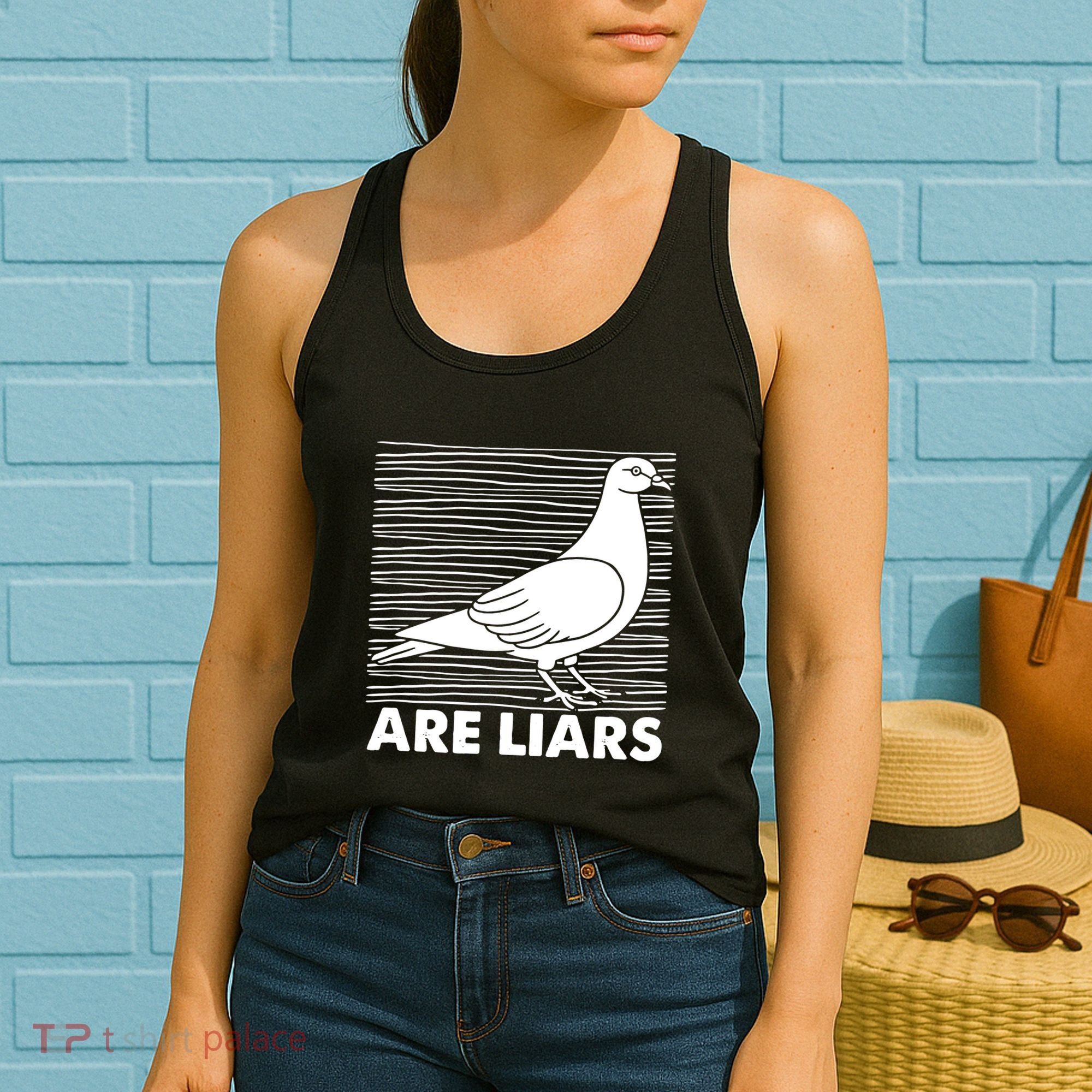 Pigeons Are Liars ArenT Real Spies Birds Pun Women's Tank Top