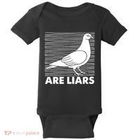 Pigeons Are Liars ArenT Real Spies Birds Pun Baby Bodysuit thumb 0