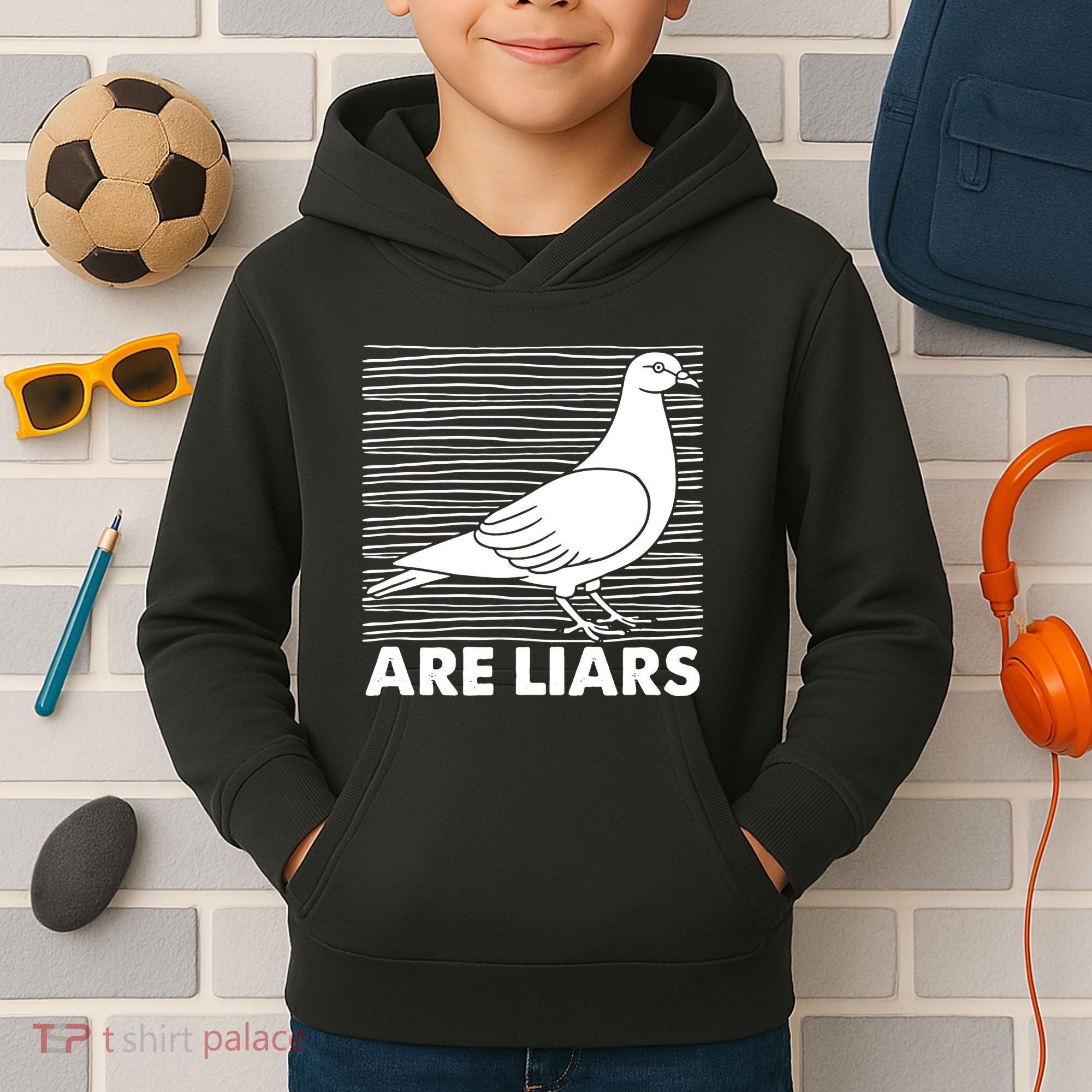 Pigeons Are Liars ArenT Real Spies Birds Pun Kids Hoodie