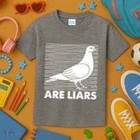Pigeons Are Liars ArenT Real Spies Birds Pun Kids T-Shirt thumb 3
