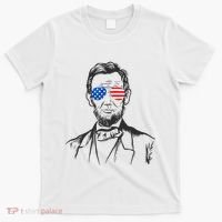 President Abraham Lincoln Portrait Usa America Sunglasses T-Shirt thumb 0