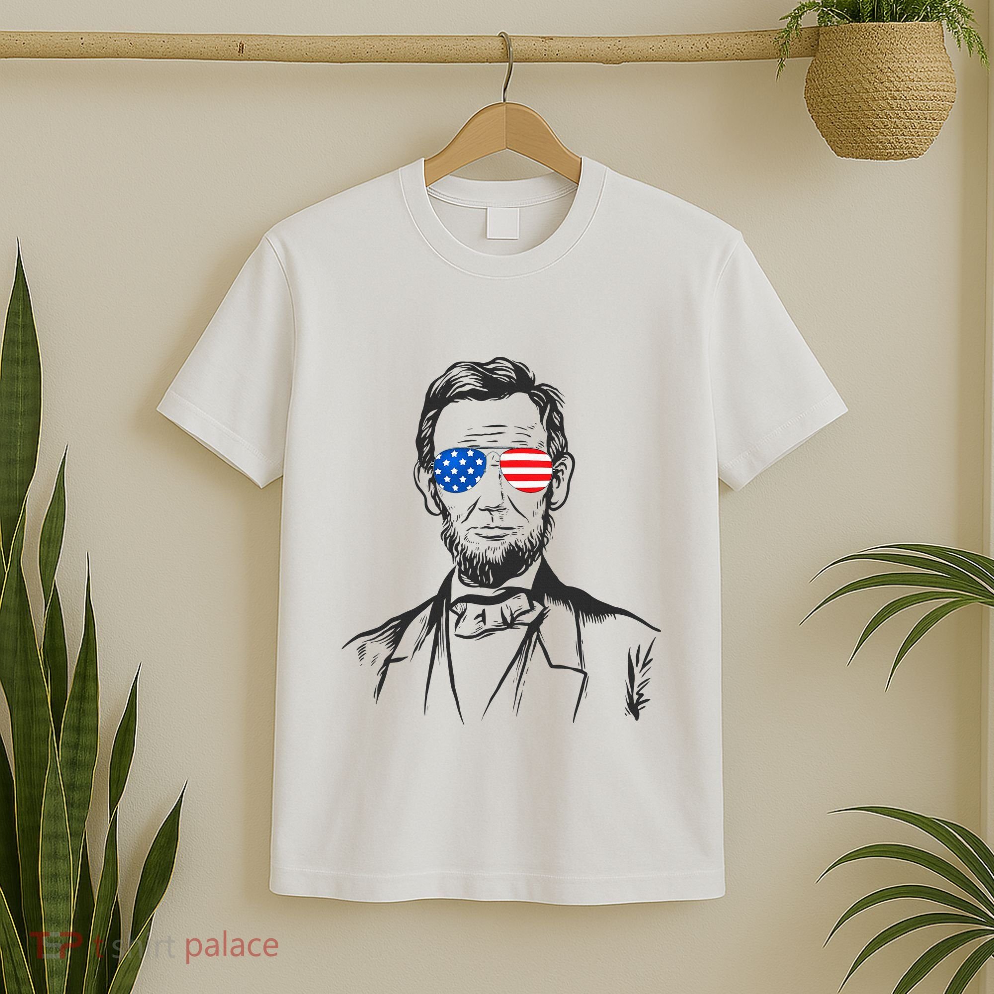 President Abraham Lincoln Portrait Usa America Sunglasses T-Shirt