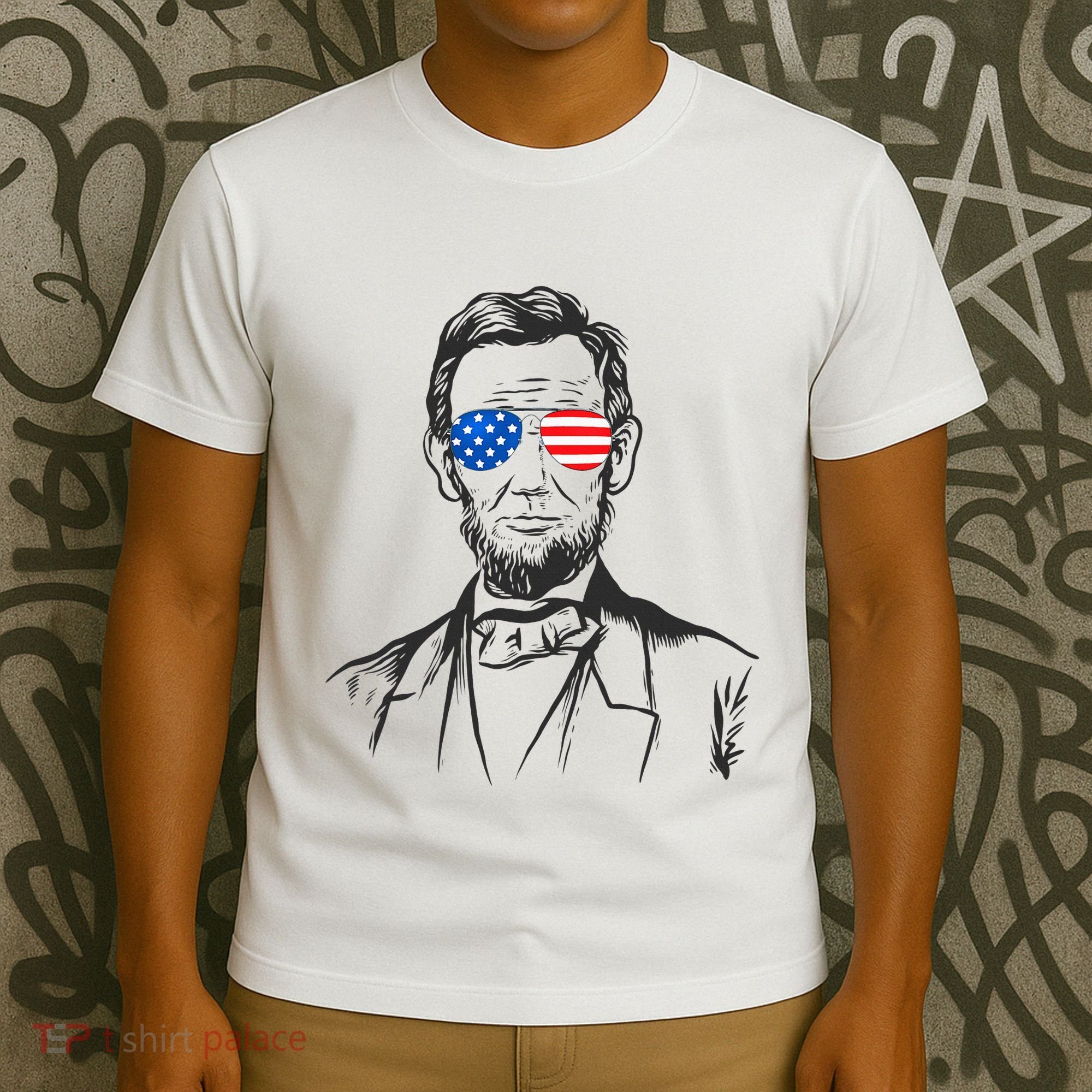 President Abraham Lincoln Portrait Usa America Sunglasses T-Shirt