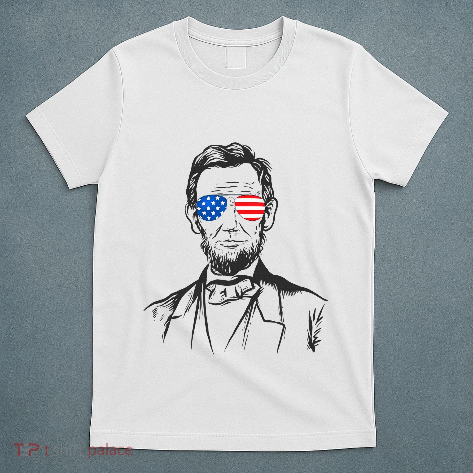 President Abraham Lincoln Portrait Usa America Sunglasses T-Shirt