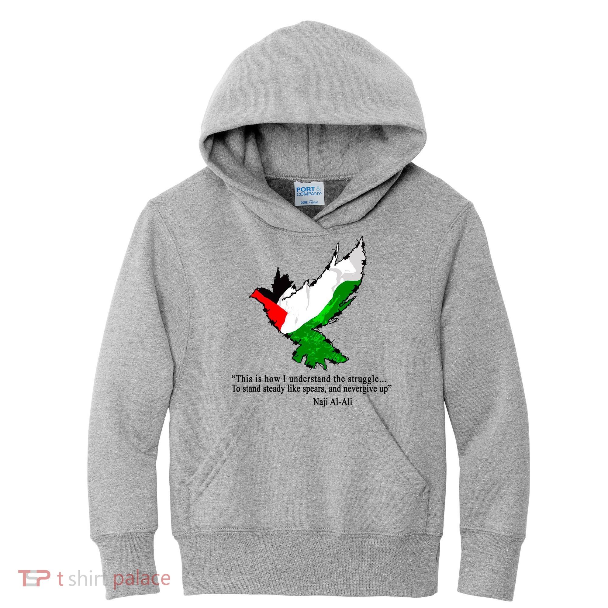 Palestine Flag Eagle Dove Naji Al-Ali Kids Hoodie