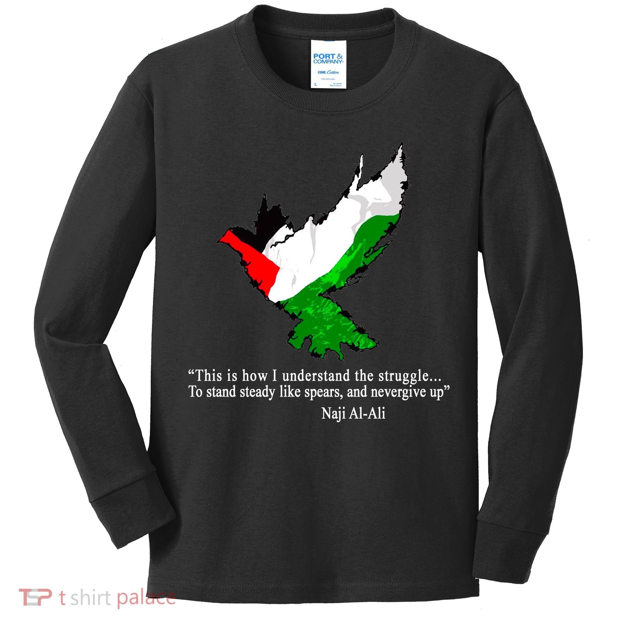 Palestine Flag Eagle Dove Naji Al-Ali Kids Long Sleeve Shirt