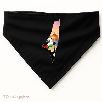 Palestine Map Flag Jerusalem's City Support Gaza USA-Made Doggie Bandana