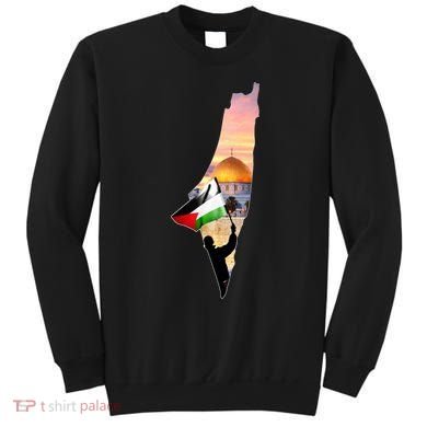 Palestine Map Flag Jerusalem's City Support Gaza Sweatshirt
