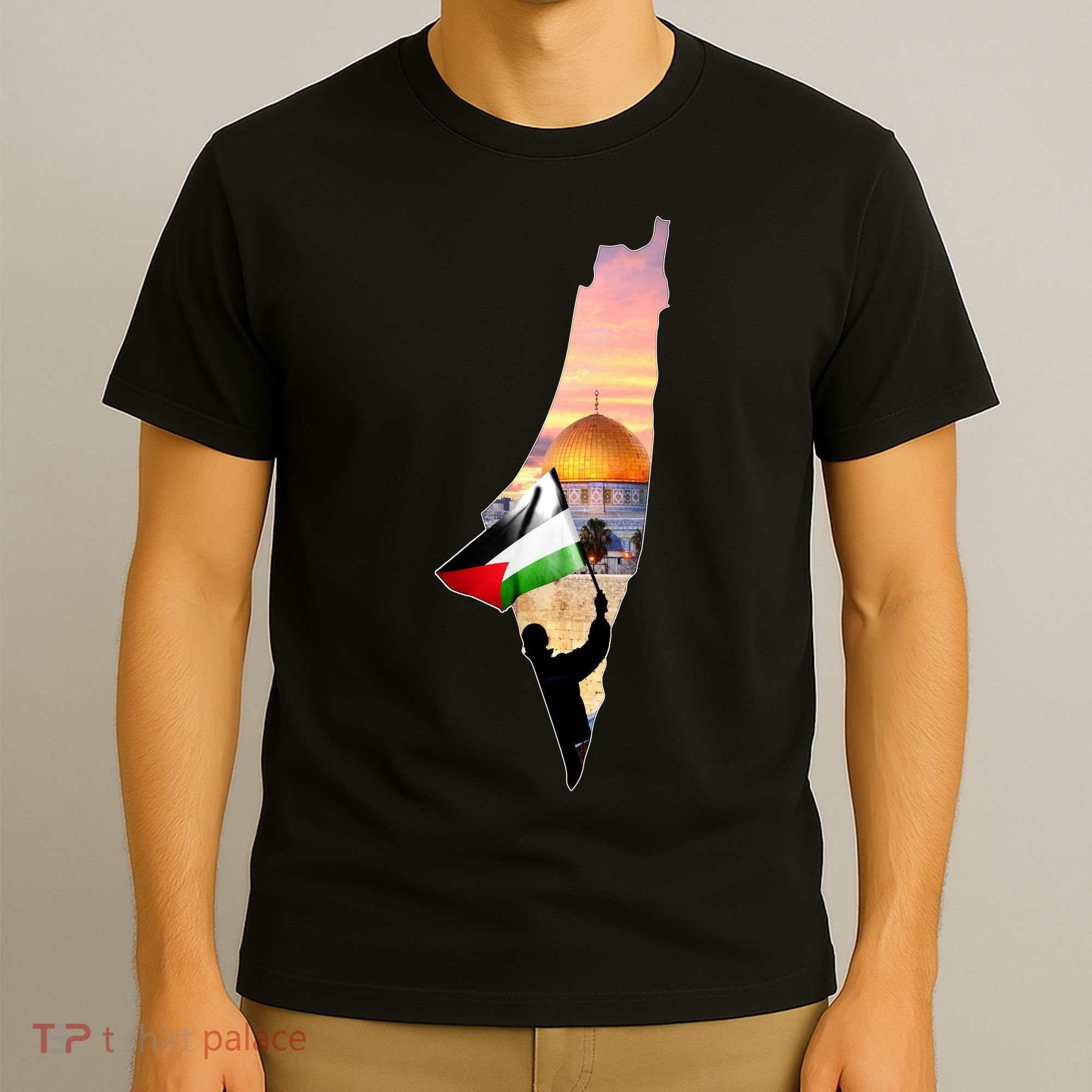 Palestine Map Flag Jerusalem's City Support Gaza T-Shirt