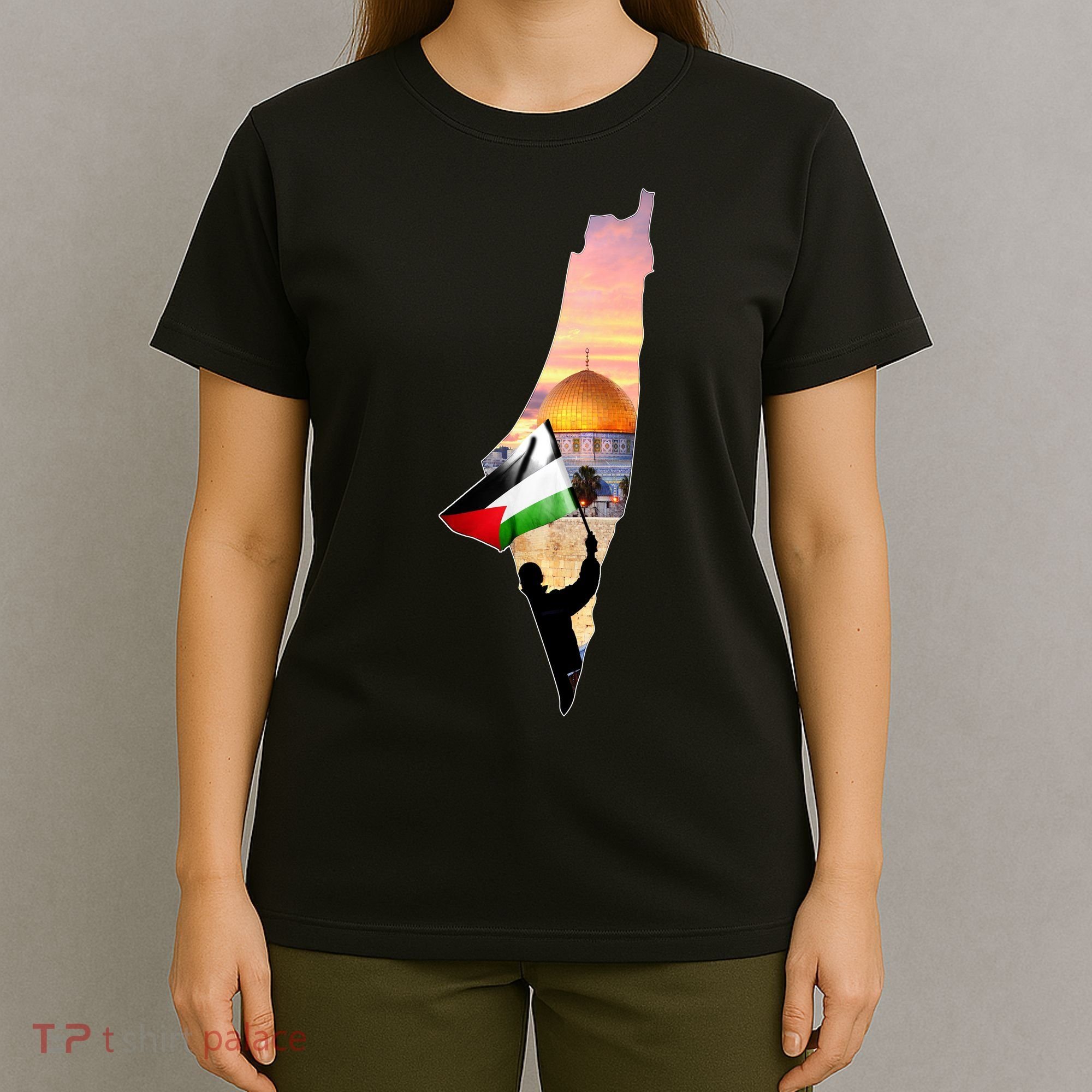 Palestine Map Flag Jerusalem's City Support Gaza T-Shirt