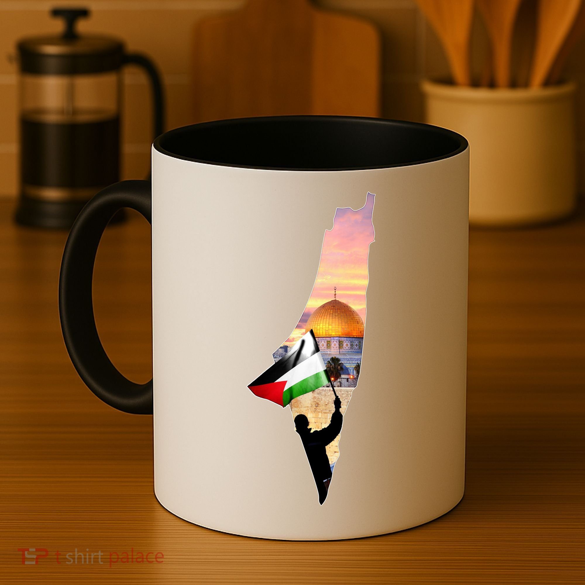 Palestine Map Flag Jerusalem's City Support Gaza Coffee Mug