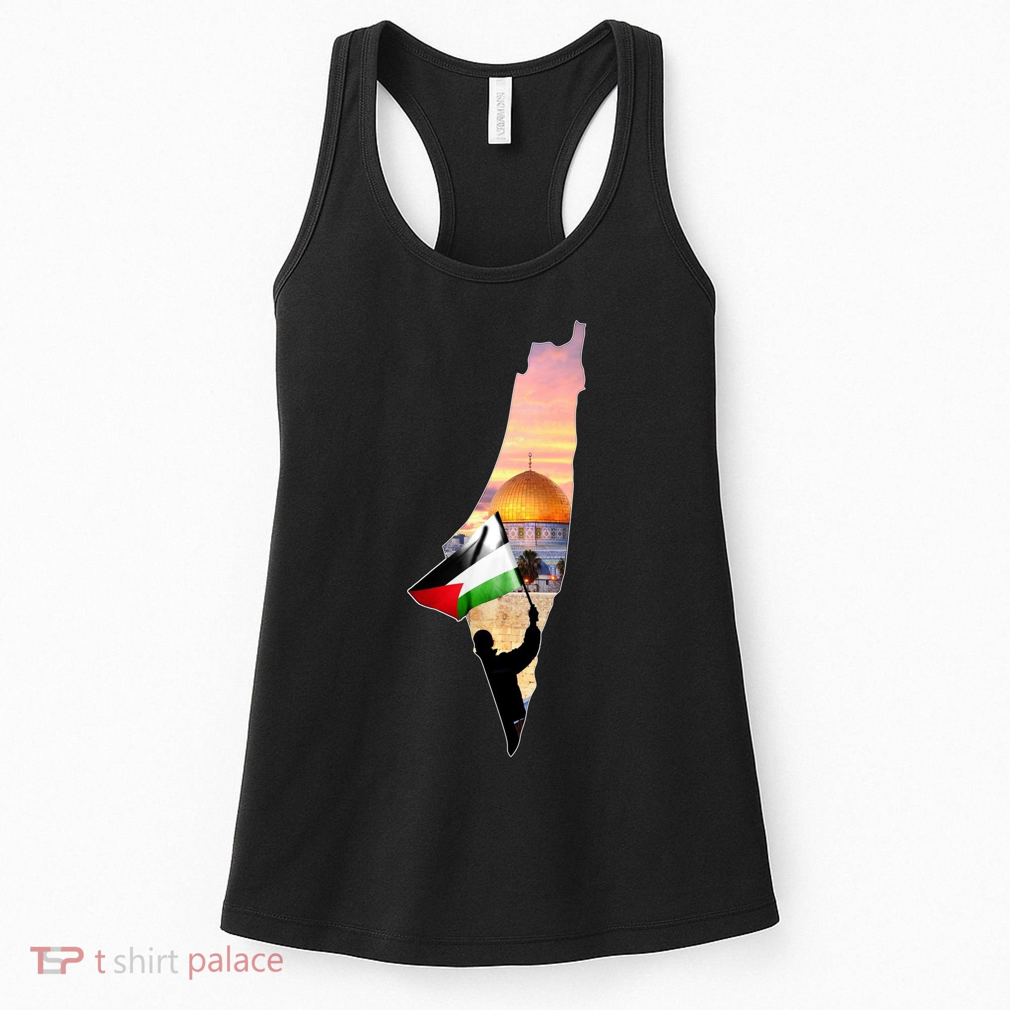 Palestine Map Flag Jerusalem's City Support Gaza Women's Tank Top
