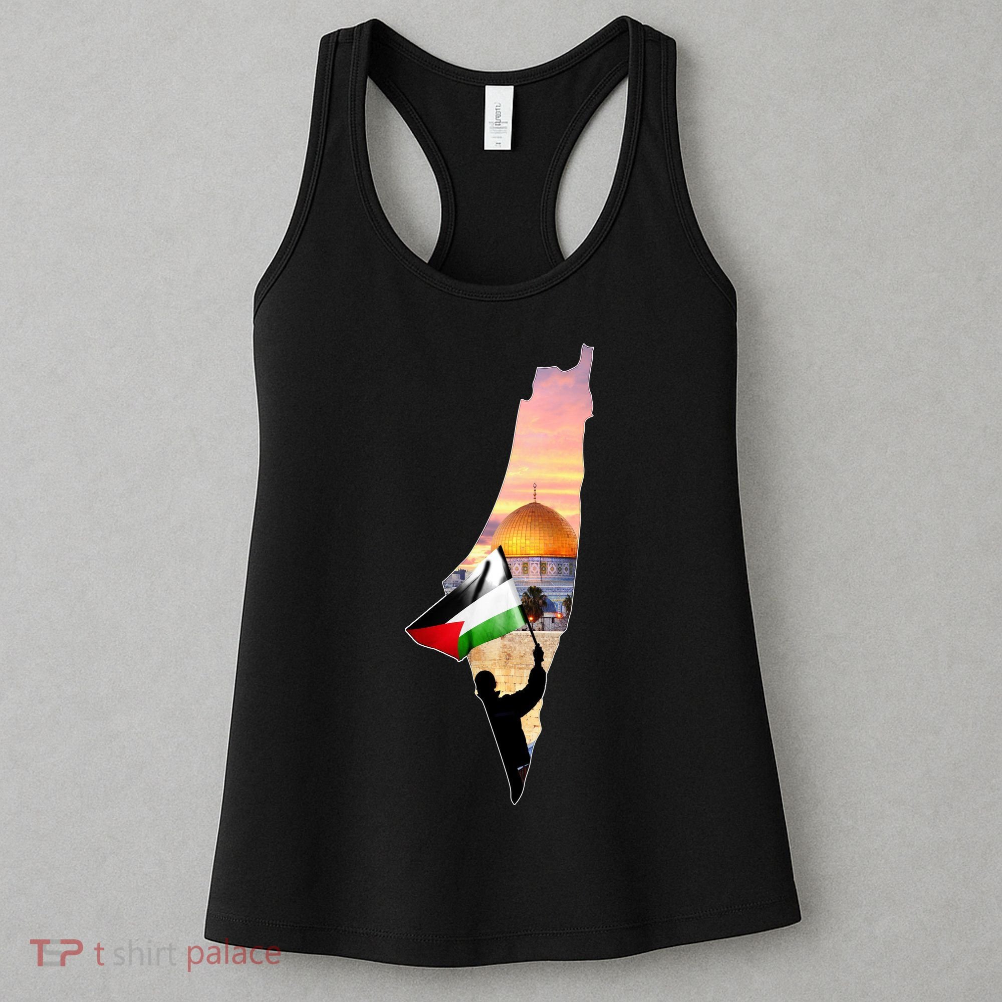 Palestine Map Flag Jerusalem's City Support Gaza Women's Tank Top