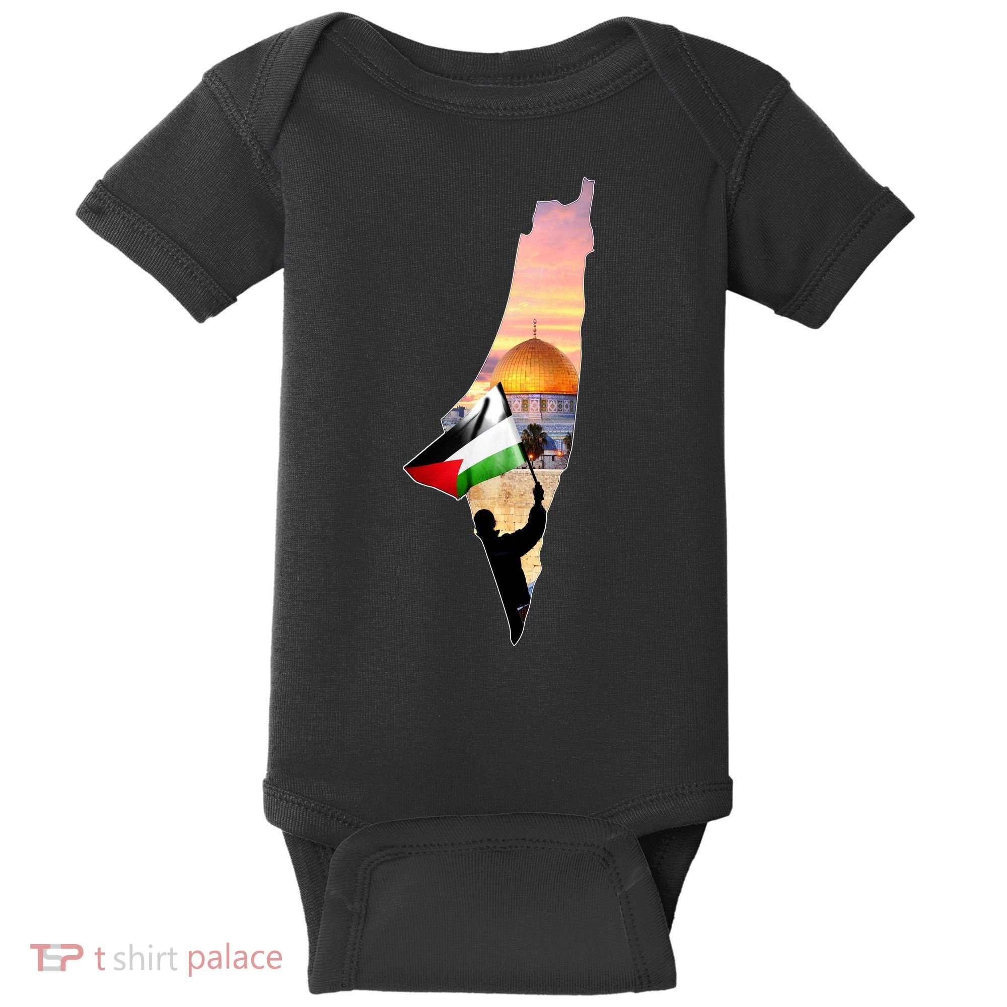 Palestine Map Flag Jerusalem's City Support Gaza Baby Bodysuit