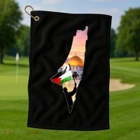 Palestine Map Flag Jerusalem's City Support Gaza Golf Towel thumb 1