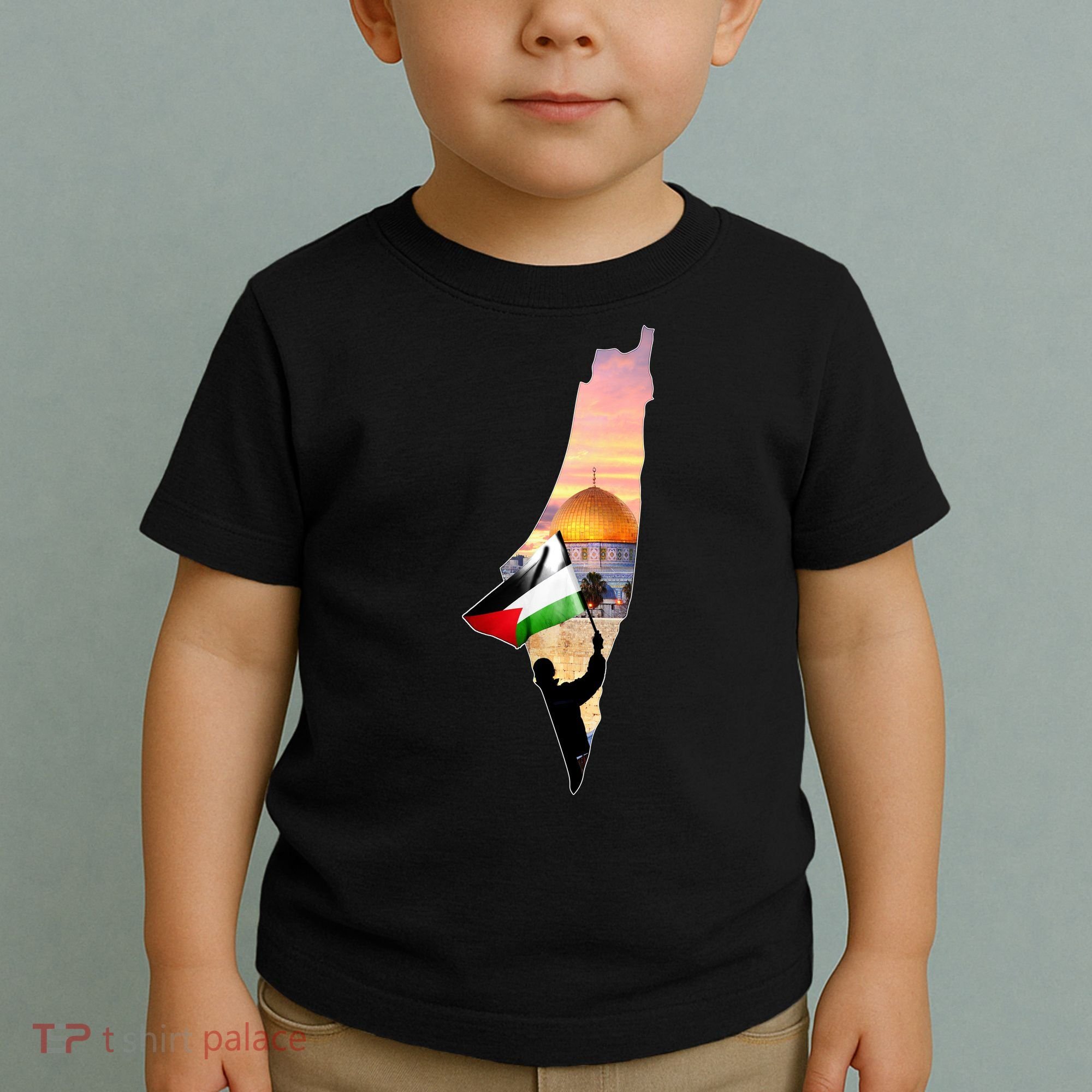 Palestine Map Flag Jerusalem's City Support Gaza Toddler T-Shirt