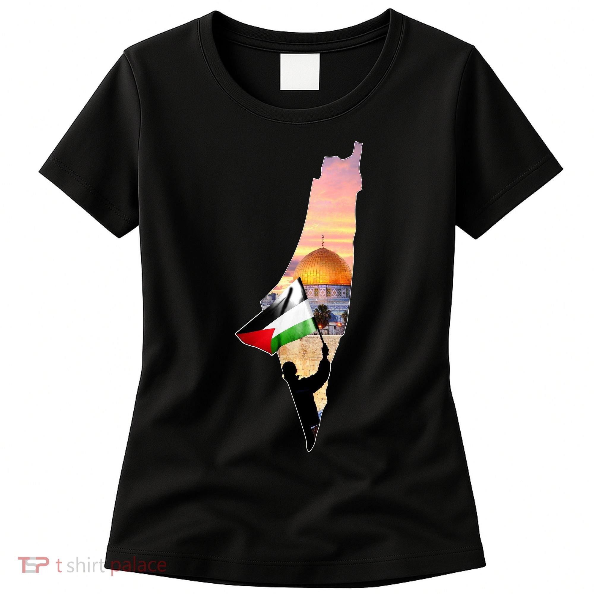 Palestine Map Flag Jerusalem's City Support Gaza Women's T-Shirt