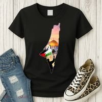 Palestine Map Flag Jerusalem's City Support Gaza Women's T-Shirt thumb 3