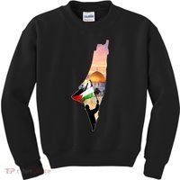 Palestine Map Flag Jerusalem's City Support Gaza Kids Sweatshirt thumb 0