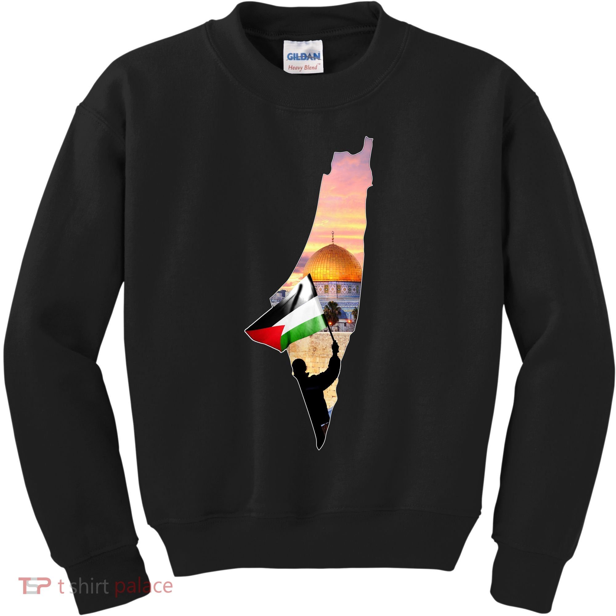 Palestine Map Flag Jerusalem's City Support Gaza Kids Sweatshirt