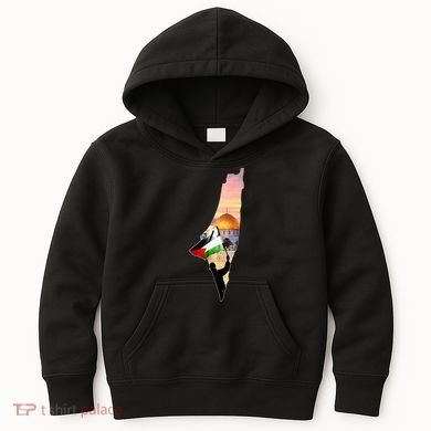 Palestine Map Flag Jerusalem's City Support Gaza Kids Hoodie
