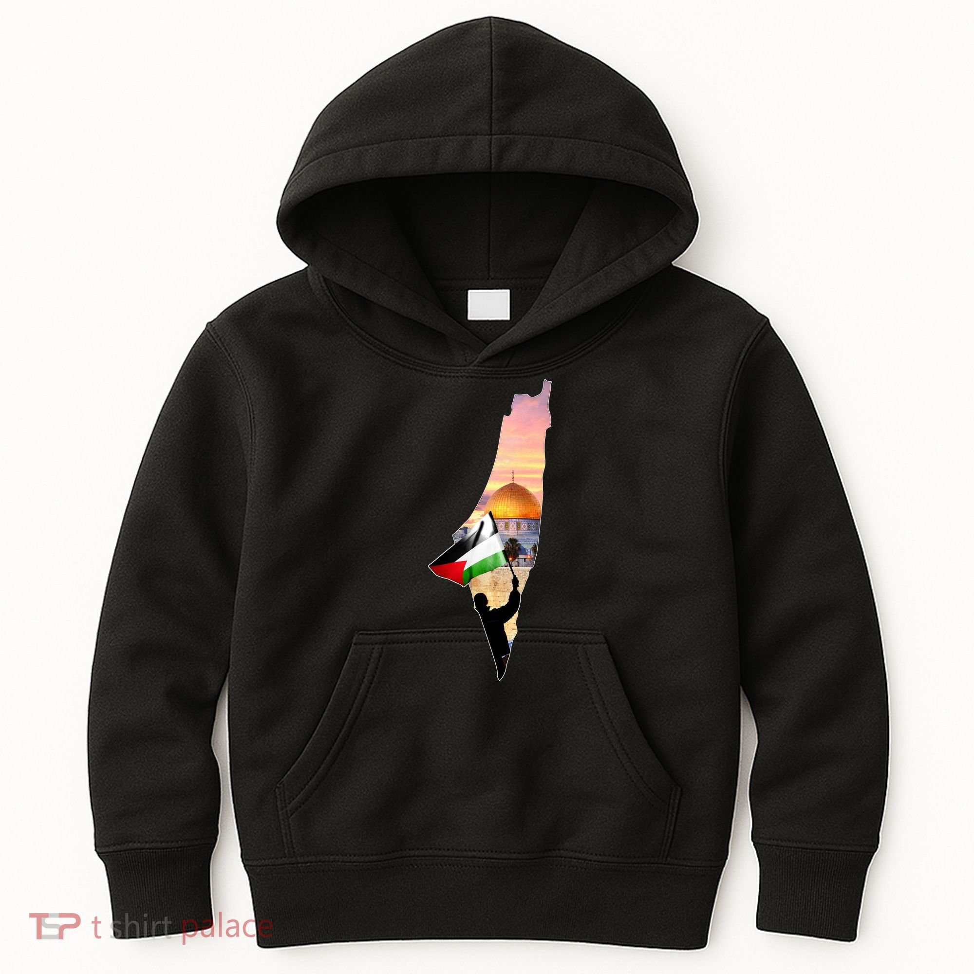 Palestine Map Flag Jerusalem's City Support Gaza Kids Hoodie