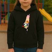 Palestine Map Flag Jerusalem's City Support Gaza Kids Hoodie thumb 3