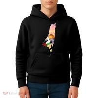 Palestine Map Flag Jerusalem's City Support Gaza Kids Hoodie thumb 4