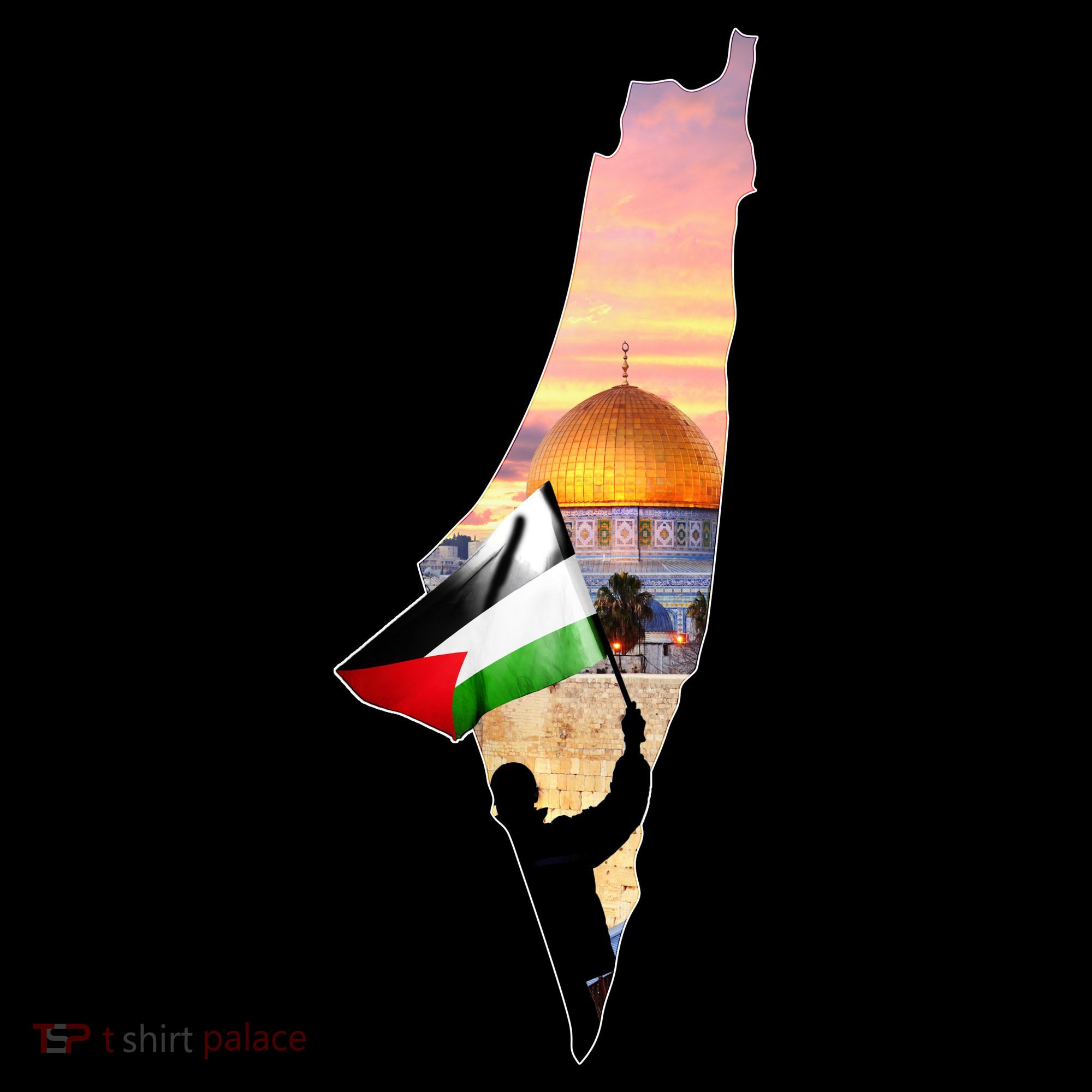 Palestine Map Flag Jerusalem's City Support Gaza Kids T-Shirt