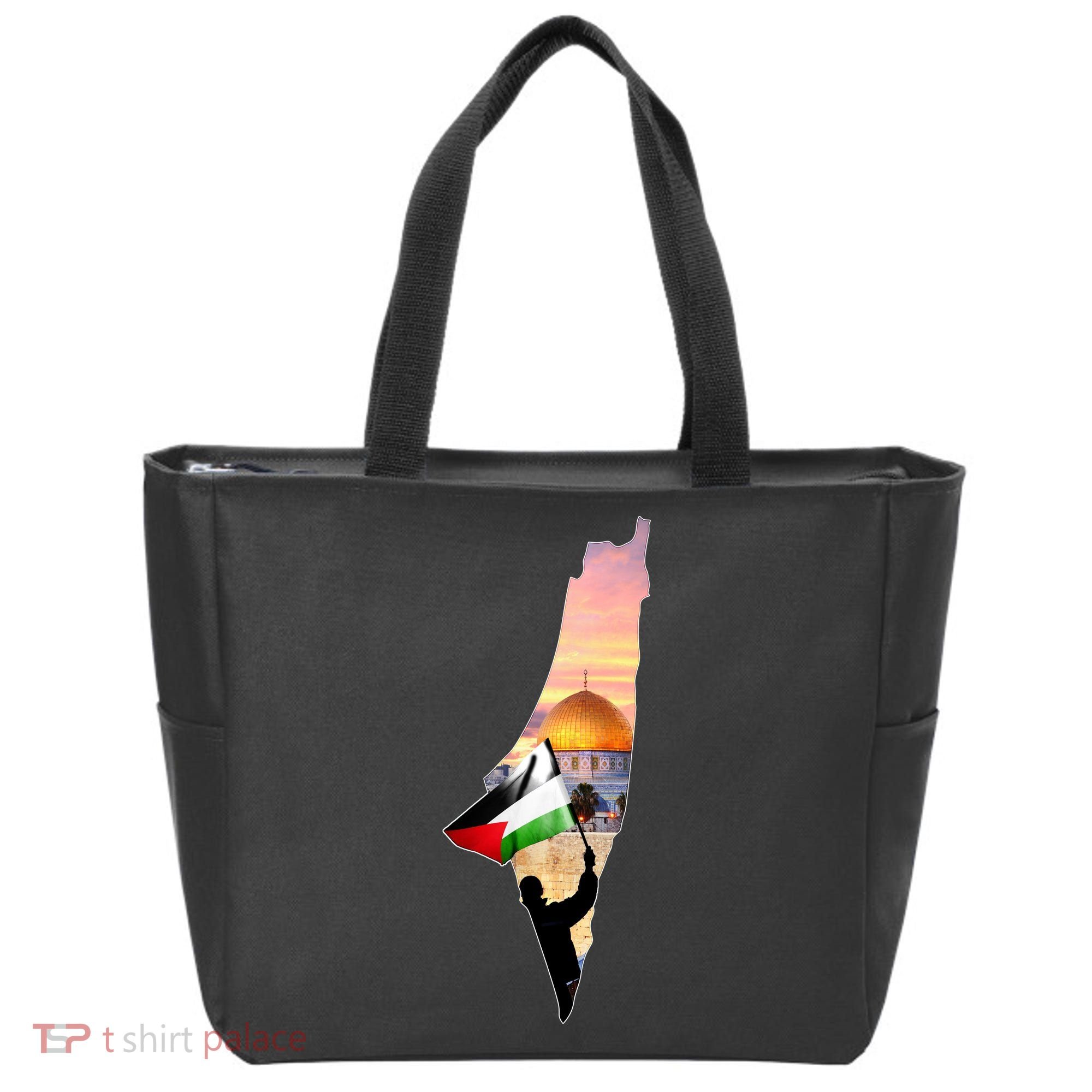 Palestine Map Flag Jerusalem's City Support Gaza Tote Bag