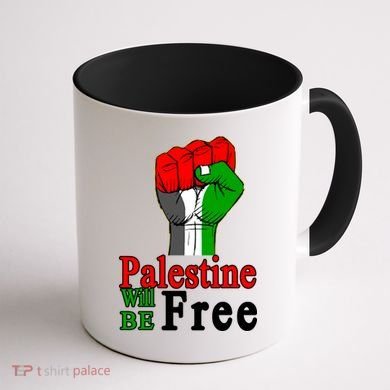 Palestine Will Be Free Raised Fist Coffee Mug back