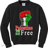Palestine Will Be Free Raised Fist Kids Sweatshirt thumb 0