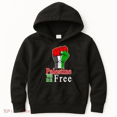Palestine Will Be Free Raised Fist Kids Hoodie