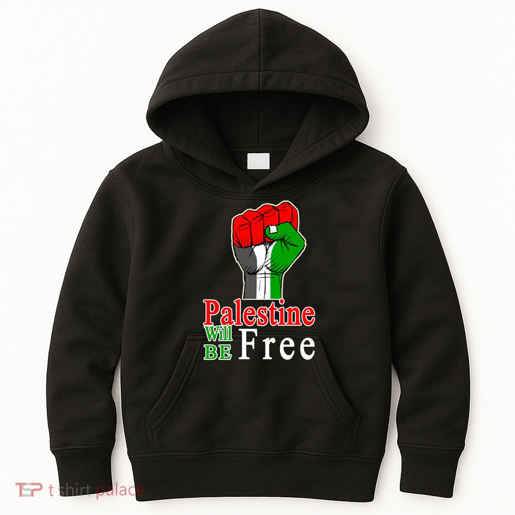 Palestine Will Be Free Raised Fist Kids Hoodie