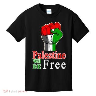 Palestine Will Be Free Raised Fist Kids T-Shirt