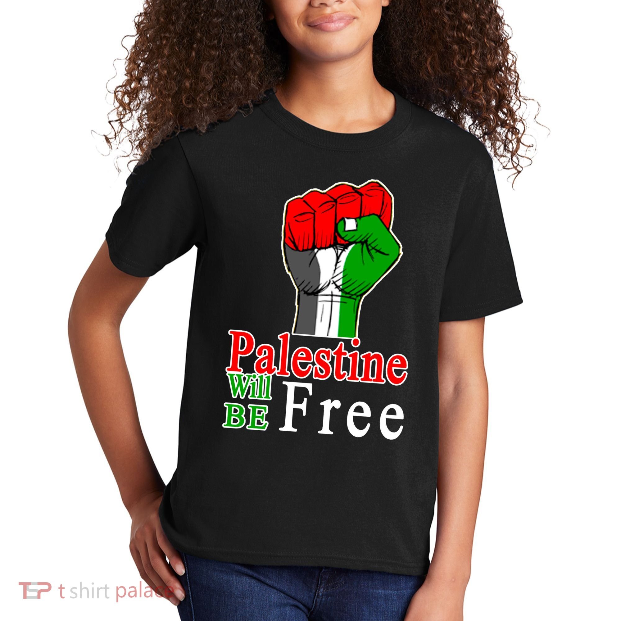 Palestine Will Be Free Raised Fist Kids T-Shirt