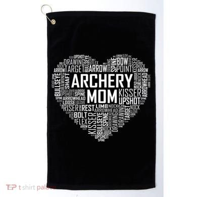 Proud Archery Mom Heart Gift Golf Towel