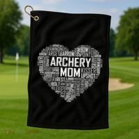 Proud Archery Mom Heart Gift Golf Towel thumb 1