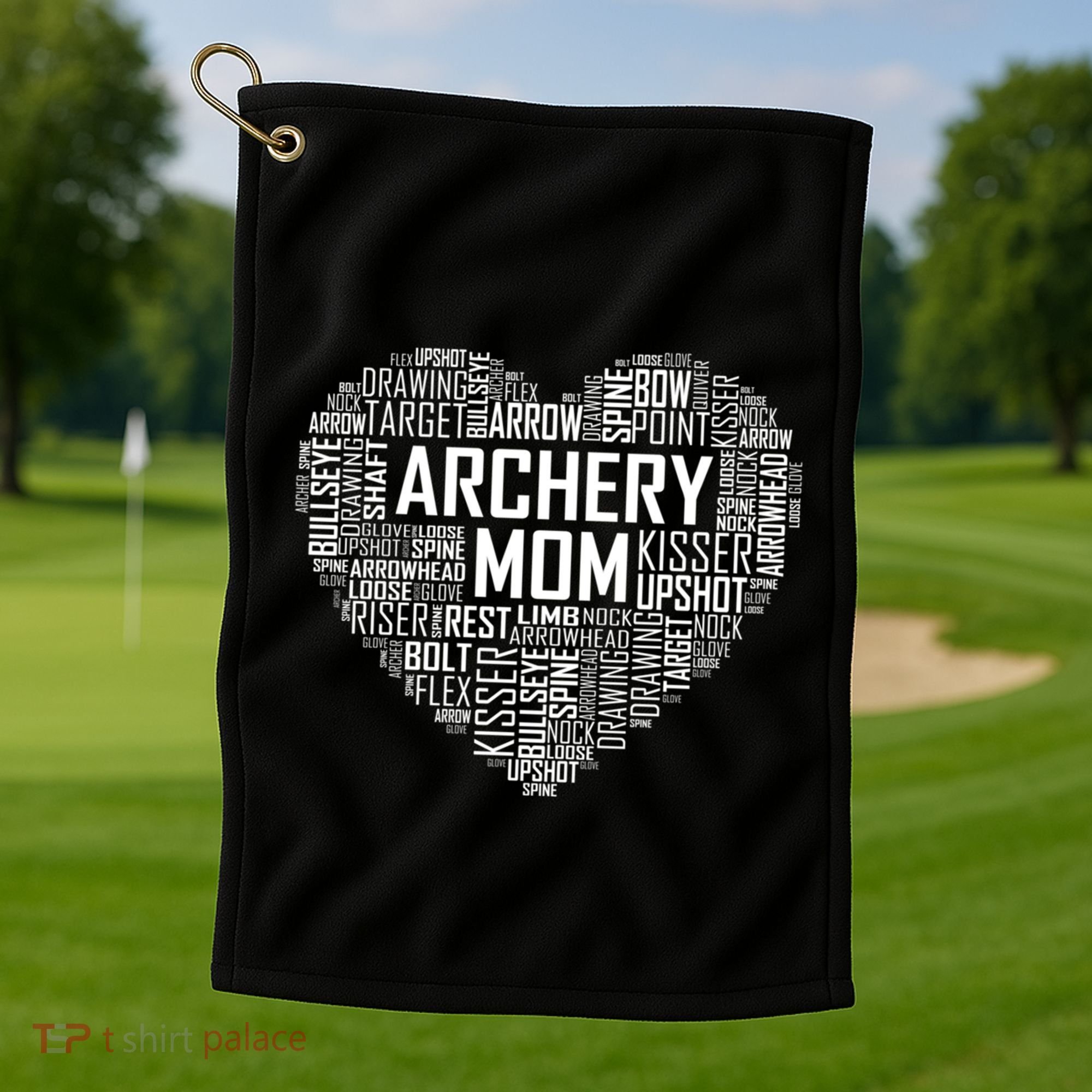 Proud Archery Mom Heart Gift Golf Towel