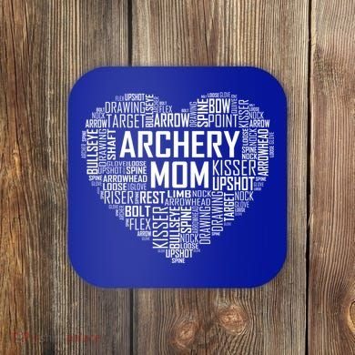 Proud Archery Mom Heart Gift Coaster