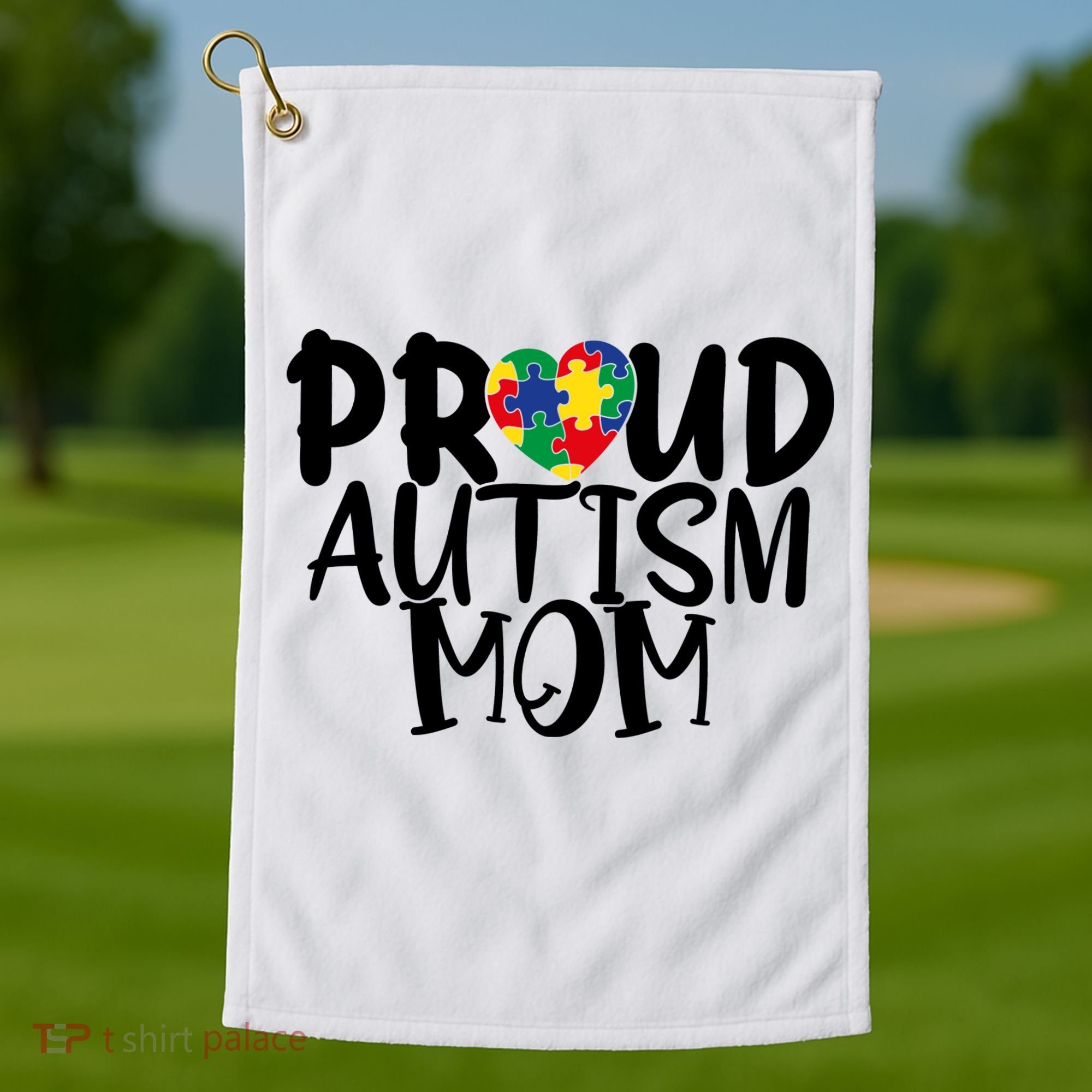 Proud Autism Mom Cute Autism Awareness Gift Golf Towel