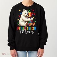 Proud Autism Mom Bear Autism Awareness Autistic Son Daughter Women's Sweatshirt thumb 0